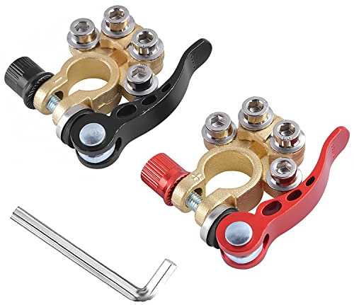 Connettori Terminale Batteria Morsetto a Sgancio Rapido, Terminale Batteria a 4 Vie Positivo e Negativo, per Auto Barca Camion (1 Paio)