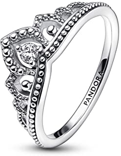 Pandora Moments Ring königliche Tiara mit Perlen, Sterlingsilber, mit klarem Cubic Zirkonia