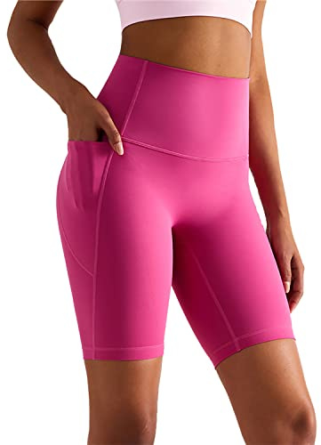 XDSP Korta Leggings och Sportbyxor för Fitness Sömlös Yoga Shorts med Mobiltelefonficka, Hög Midja