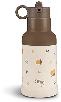 Citron Bouteille d'eau pour enfants – 350 ml en acier inoxydable, anti-fuite, sans BPA, froid 24h/12h chaud