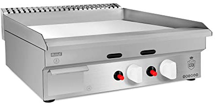 Romux® Plancha Industrial de Acero Inoxidable a Gas 100 cm Sobremesa Top Grosor de la Placa 8 mm para una Cocción Profesional con Termopar CE | Potencia 5,8 kW | Bares y Restaurantes