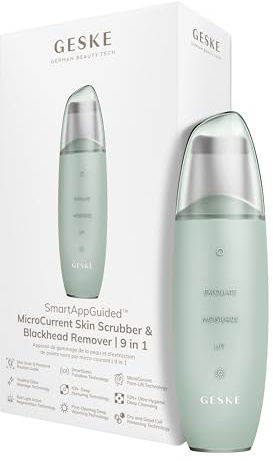 GESKE | SmartAppGuided™ MicroCurrent Skin Scrubber & Blackhead Remover | 9 in 1 | Skincare Tools | Face Cleaning | Anti Aging und Reinigung | Professionelle Gesichtsstraffung | Mitesserentferner