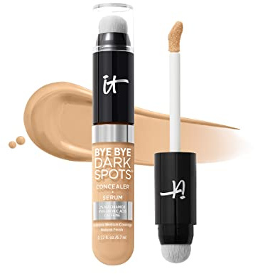 IT Cosmetics Bye Bye Dark Spots Concealer + Brightening Serum – 2% Niacinamide, Hyaluronic Acid & Caffeine - Medium Coverage, Natural Finish, All Skin Types – 23 Light Warm, 0.22 fl. oz
