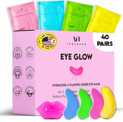 Unter-Augen-Patches für geschwollene Augen (40 Sets) mit zusätzlichen Lippenmasken – Unter-Augen-Patches für Augenringe und Schwellungen (Augenmasken – 40 Paar)