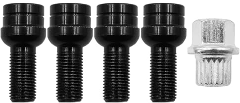 CENPEK Set di Dadi di Bloccaggio Ruota 4 Pezzi Bulloni Antifurto per Auto Bulloni Ruota in Acciaio Nero E Set di Dadi di Bloccaggio -M14 X 1,5 Mm