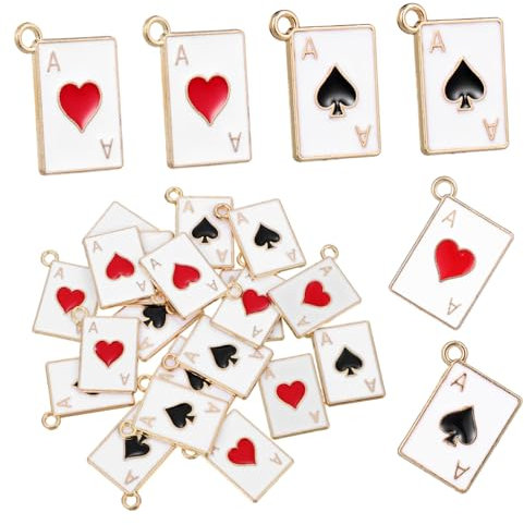 NUOBESTY 20 Stück Poker Schmuckanhänger Legierung Selbstgemacht Charme Groß Für Basteln Schlüsselanhänger Geschenk Dekoration