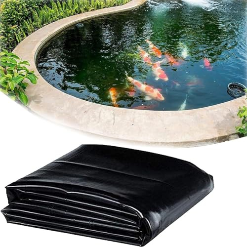 MISKYN Teichfolie Schwarz HDPE 2X4m 2X10m 3X8m 7X10m 9X10m, UV-Beständig, Schwimmteich Folie Gartenteich Teichplane, Für Teichbau, Garten- Und Teichzubehör,7 * 9m