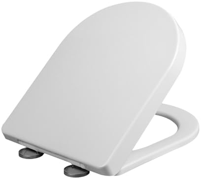 Flipped Warmth Tavoletta WC, Sedile WC Copriwater Chiusura Ammortizzata Soft Close Toilet Seat Bagno in Plastica Antibatterico Bianco, A Forma Di D,35 * 46cm