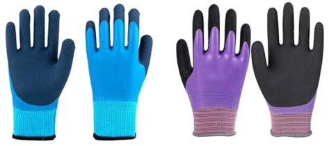 Hsthe Sea 2 Pairs Colourful Grip Gardening Work Gloves Comfortable Breathable for Garden Outdoor DIY Car Fishing Multi-Purpose