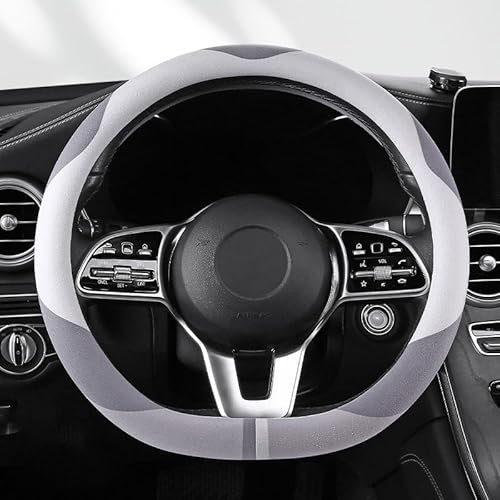 Auto Lenkradbezug für Camry/Celsior/Century/Progres/Will/Yaris/Brevis, Anti Rutsch Atmungsaktiv Fell Wenden Auto Lenkradabdeckung Lenkradhüllen Zubehör,D-Grey