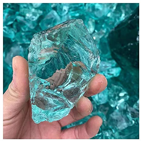 BIANMTSW Cristal mer Bleu glaçure Pierre Brute décoration de la Maison Cristaux de Verre Clair décor ménage Collections de la Maison (Color : Glaze Glass Crystal, Size : 25-30g)