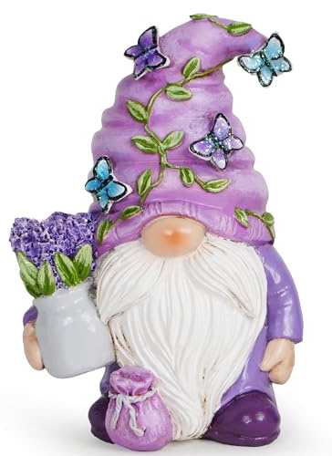 Hodao Lavender Dream Gnome - Purple Fragrance Wonderland Journey Spring Swedish Tomte Elf Dwarf Figurines Summer Gnome Indoor Home Decor Gift (Lavender Gnome 1)
