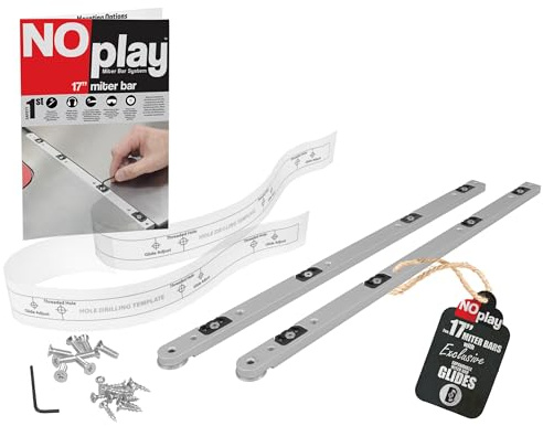 NoPlay Aluminium-Gehrungsstangen mit erweiterbaren Gleitern, Standard 3/4 x 3/8 – Gehrungsschlitz-Tischsägenschienen, Kreuzschnittschlitten, Tischsäge, Gehrungsstangen-Set, Frästisch, 2 Stück