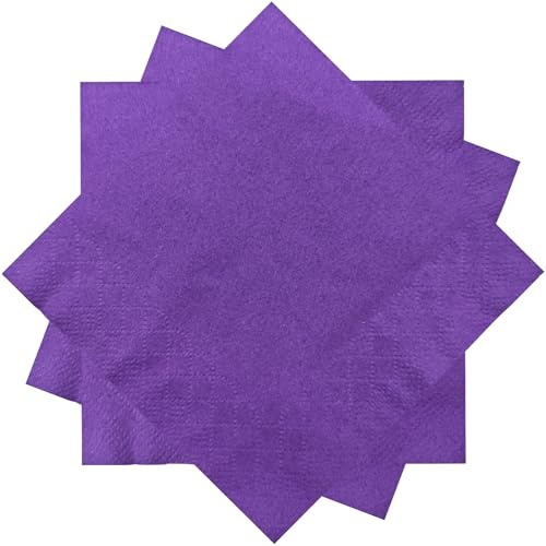 300 Count Purple Beverage Napkins,2-Ply Purple Cocktail Napkins,Disposable Purple Party Napkins for Dinner Wedding Birthday Party Graduation