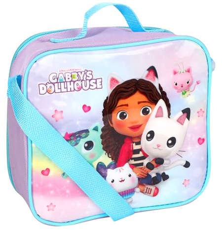 Gabbys Dollhouse Insulated 3 Piece Lunch Bag, Sandwich Box & Bottle Set for School & Travel 3pc Set