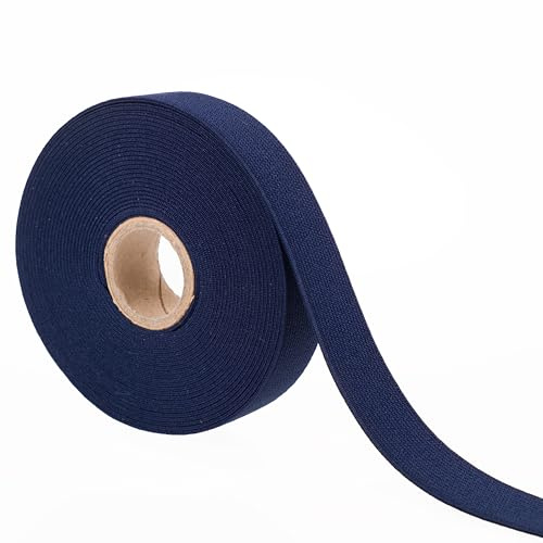 Elástico de colores para costura, elástico de costura de 20 mm, tipo tejido, 5 metros (azul marino)