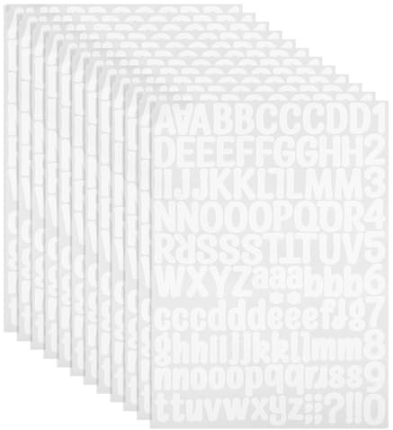 PATIKIL Vinyl Buchstaben Zahlen Aufkleber Set, 1512 Stück 12 Blätter Selbstklebende Aufkleber für Briefkastenschild Adresse DIY Bastelkarten (Weiß)