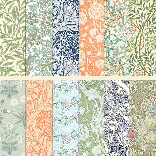 MerwDeeyt 24 Sheet 12x12 Inch Flower Scrapbook Paper Double-Sided