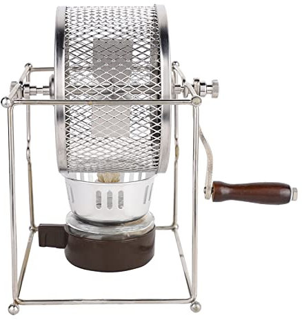 OUCRIY Torréfacteur de café Machines à café en Grains 21 × 16 × 15 1 Pièce Mini Machine de Torréfaction Manuelle de Grains de café Bricolage Rouleaux en Acier Inoxydable avec Poignée