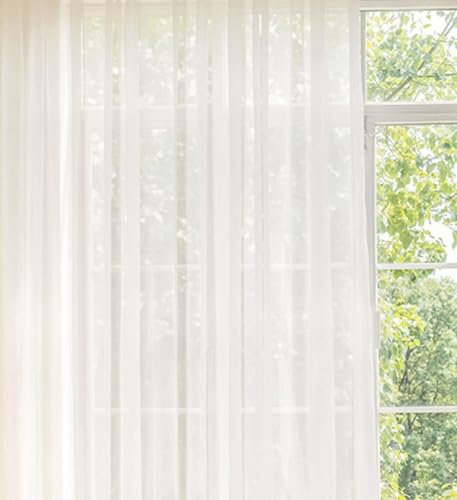 Aotiwe Vorhang Weiß Outdoor, Gardinen Halbtransparent mit Ösen Einfarbig Gardinen Wohnzimmer Fenster Polyester 2er Set 132 x 214cm