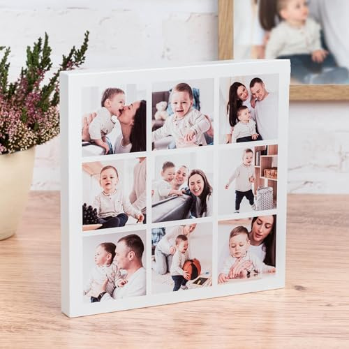 Wanapix | Foto auf Holzblock 13x9 | Farbe Weiß | Block personalisiert auf 1 Seite | Ideal als dekorativer Bilderrahmen | Holzblock mit Fotoaufdruck | Fotoblock aus Holz