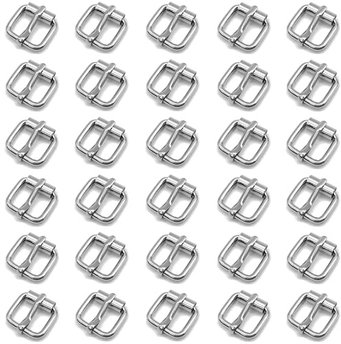 Niuhong 30 Pcs Rollschnalle Gürtelschnalle Klein Leder Metall Mini Schnallen Hardware Dornschließe Quadratische Schuhschnallen Herstellung Gürtel Schuh Taschen Handwerk DIY Zubehör (B Silber 13mm)