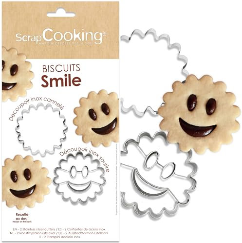 ScrapCooking - 2 Taglierina per biscotti Smile - Stampini per biscotti in acciaio inox - Kit stampi per dolci - Tortine sabbiate al cioccolato - Accessori per pasticceria Bambino Gustare - 2112