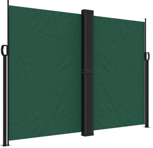 Homvdxl 600x180cm Doppelseitige Markise Einziehbar, Breite Seitenmarkise Faltbar Sichtschutz Sichtschutzzaun für Garten, Deck, Terrasse, Pool, Balkon, Grün