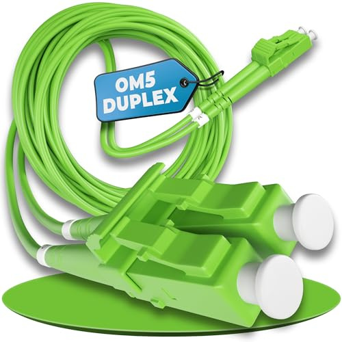 Conectra® - Cavo patch in fibra ottica | OM5 | Duplex | LC/UPC su LC/UPC | Colore verde | ideale per reti domestiche FTTH | Cavo in fibra ottica ottica (lunghezza 5 metri)
