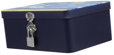 Gatuida Caja de Lata con Tapa y Cerradura, Hojalata Vintage para Galletas