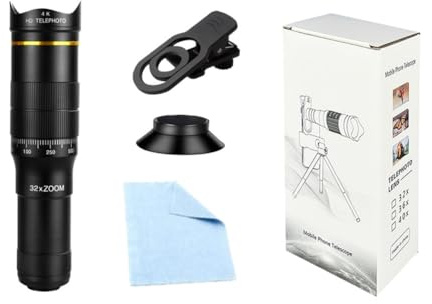 Fangxuee Teleobjetivo con Zoom HD de 32 Aumentos para Teléfonos Inteligentes, Potente Telescopio Monocular, Ideal para Camping y Turismo.