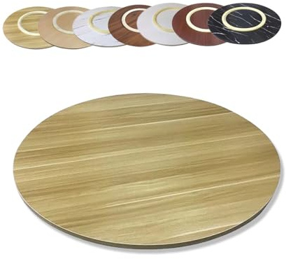 Susan Drehbares Serviertablett aus Holz, 50 cm, runder Tisch-Drehteller für Küche und Esszimmer, großes Servierbrett aus hellem Walnussholz, 50 cm