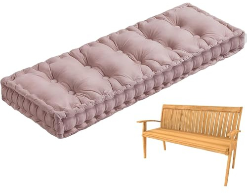 Generico Cuscino per Panca da Esterno da 10 Cm con Maniglia, Cuscino per Sedia in Morbido Velluto Dondolo da Veranda Tappetino per Seduta da Finestra Mobili da Giardino Patio,Rosa,80x40cm