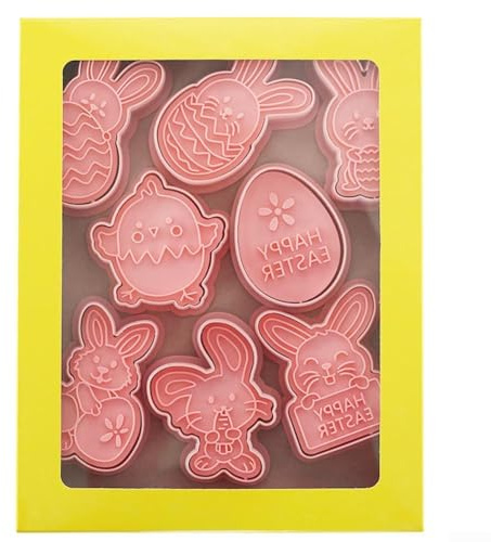 Set di formine per biscotti pasquali, 8 pezzi, per cuocere dolci e mestieri con forme di coniglietto, uovo e carota, adatte per molteplici usi