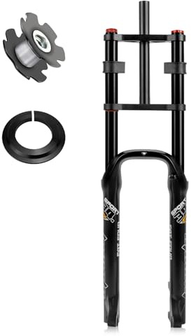 RUJIXU Federgabel 26 Zoll Fatbike-Gabeln 4.0 Mountainbike-Federgabel BMX E-Bike-Luftgabel Fahrrad Mit Scheibenbremse Gerade 1-1/8 190mm Federweg 2790g 9mm Schnellspanner(Black)