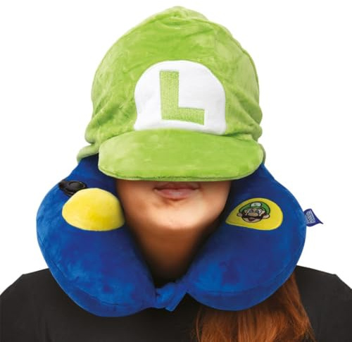 Pyramid International Super Mario (Luigi) Almohada para el Cuello, cojín de Viaje inflado con diseño de Personajes, Regalo Oficial de Juegos para los Fans de Nintendo