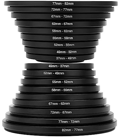 18PCS Camera Lens Filter Kit: 18-Piece Set Of UV And Polarizing Adapter Rings Step Up/Down 82-37mm 37-82mm Accessory Kit And Set