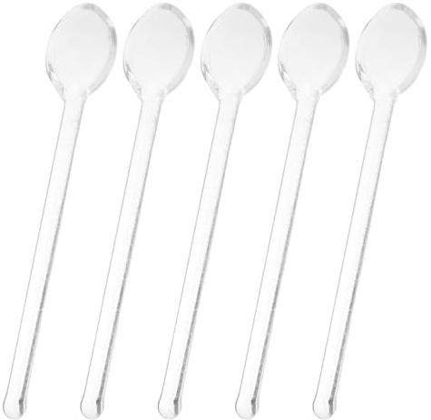 FOMIYES 5pcs Mini 13cm High Borosilicate Glass Espresso Spoons Coffee Stirrer Teaspoon Set for Home and Cafe Use