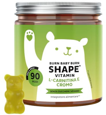 Bears with Benefits - Gommose Cromo e L-Carnitina - Metabolismo - 90 pezzi | Burn Baby Burn - Con L-Carnitina, Cromo, Estratto di Tè Verde, Biotina e Zinco - Cura da 3 mesi - Senza Zuccheri, Vegano