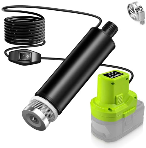 Water Pump for Ryobi 18V Battery, 500GPH Submersible Pump/Dirty Water/Suction/Flat Water,for Pool,Garden Irrigation,Car Wash,Puddle,Camping,Cellar(No Battery)