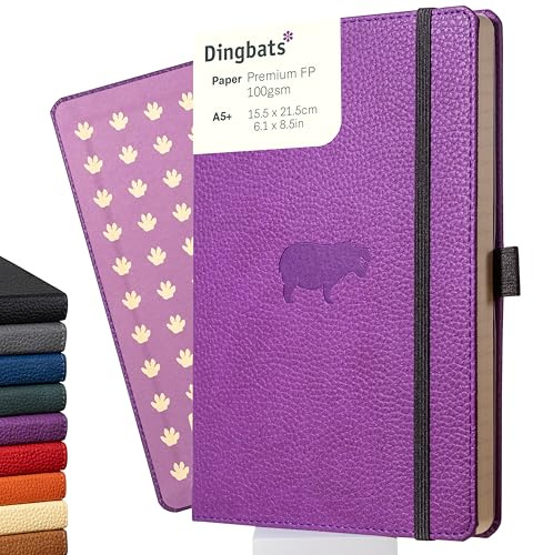 Dingbats* - Tierwelt Notizbuch A5 Gepunktet - Hardcover aus veganem Leder für Arbeit, Reisen, Uni - mit elastischem Verschlussband.
