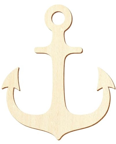 Ancla de madera V2 – Decoración para manualidades 3 – 50 cm, tamaño: 16 cm, paquete con 10 unidades