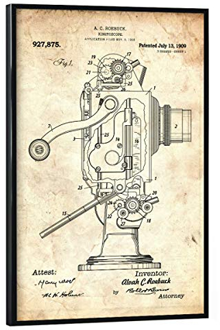 artboxONE Poster mit schwarzem Rahmen 75x50 cm Film Filmprojektor Patent (Antik) - Bild filmprojektor