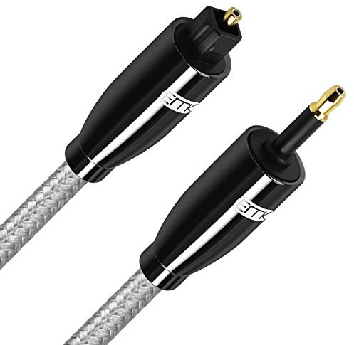 EMK Digital Sound Toslink to Mini Toslink Cable 3.5 SPDIF Optical Cable [Not a 3.5mm Aux] Optical Audio Cable (Straight White, 0.5M) | Toslink to 3.5mm mini toslink digital SPDIF fiber cord, not analog 3.5mm AUX audio wire