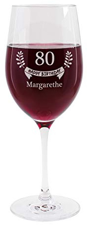 Herz & Heim® Weinglas mit Gravur des Namens zum 80. Geburtstag - Happy Birthday - die Geschenkidee