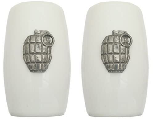 Grenade China Salt and Pepper Shakers Cruet Set Modern White CSP 163