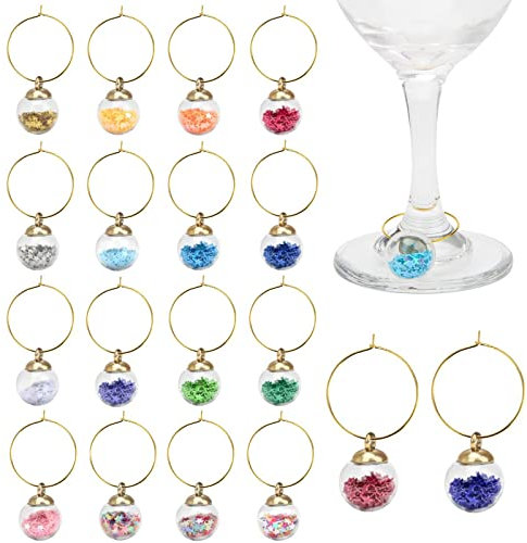 VICDUEKG 18 Pezzi Segnabicchieri Marcatori di Ciondoli per Bicchieri di Vino, Colorato Decorare Segna Bicchieri Calici Charms Per Bicchieri di Vino, Decorazioni per Feste Degustazione di Vini