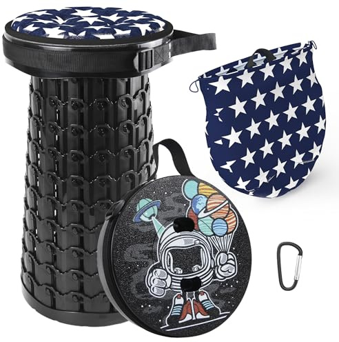 ALEVMOOM Tragbarer Klapphocker,Camping Hocker Teleskophocker,Klappbarer Hocker,Mini Leichte Campinghocker für Outdoor Camping Angeln BBQ Drinnen Küche,Belastung 600lbs