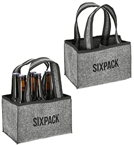Novaliv 2X Flaschenträger 6 Flaschen Bierträger Sixpack Männerhandtasche Filz Herrenhandtasche Bier Flaschentasche 22,5x15x14cm (LxBxH)