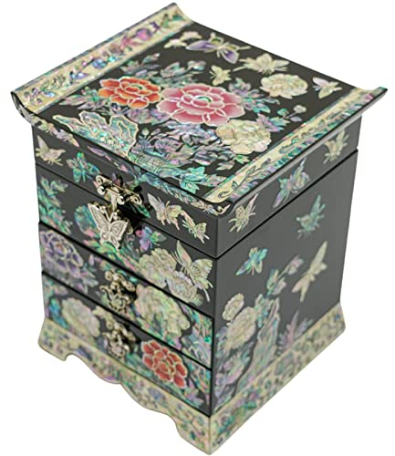 February Mountain Schmuckkästchen mit Perlmutt, koreanische Geschenke, Blumen- und Schmetterlingsdesign, einzigartiges Geschenk für Frauen, die alles haben